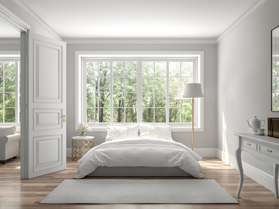 New windows in the bedroom of a house in Highwood, Illinois