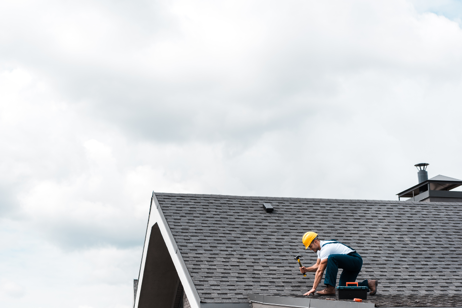 Roof repair at a house in Elk Grove Village, Illinois