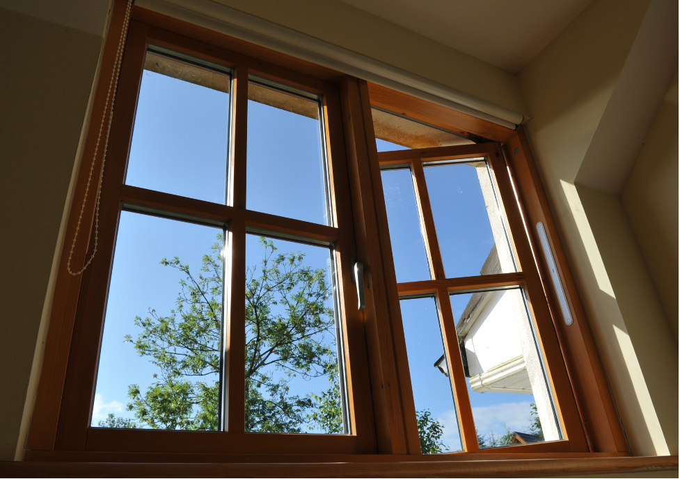 New wood windows at a house in Barrington Hills, Illinois